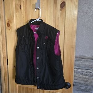 NIKE  Sportswear Women's Size Xl (16-18) Black Button Vest Back Pocket Polyester